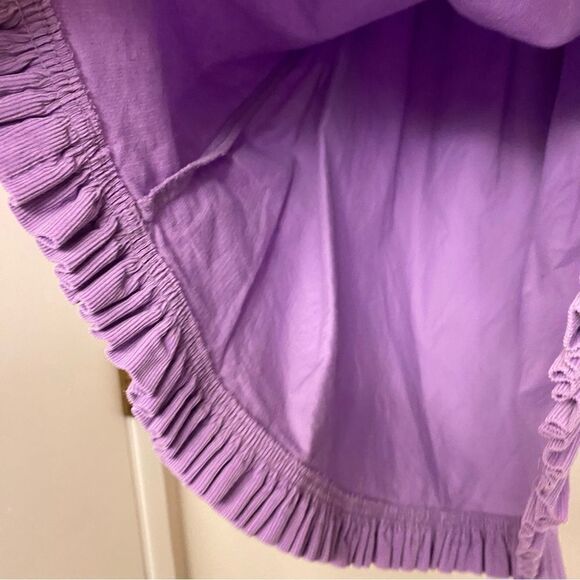 Red Beans cotton puff sleeve lavender oversized boho peasant courderoy dress 10 - Picture 5 of 8